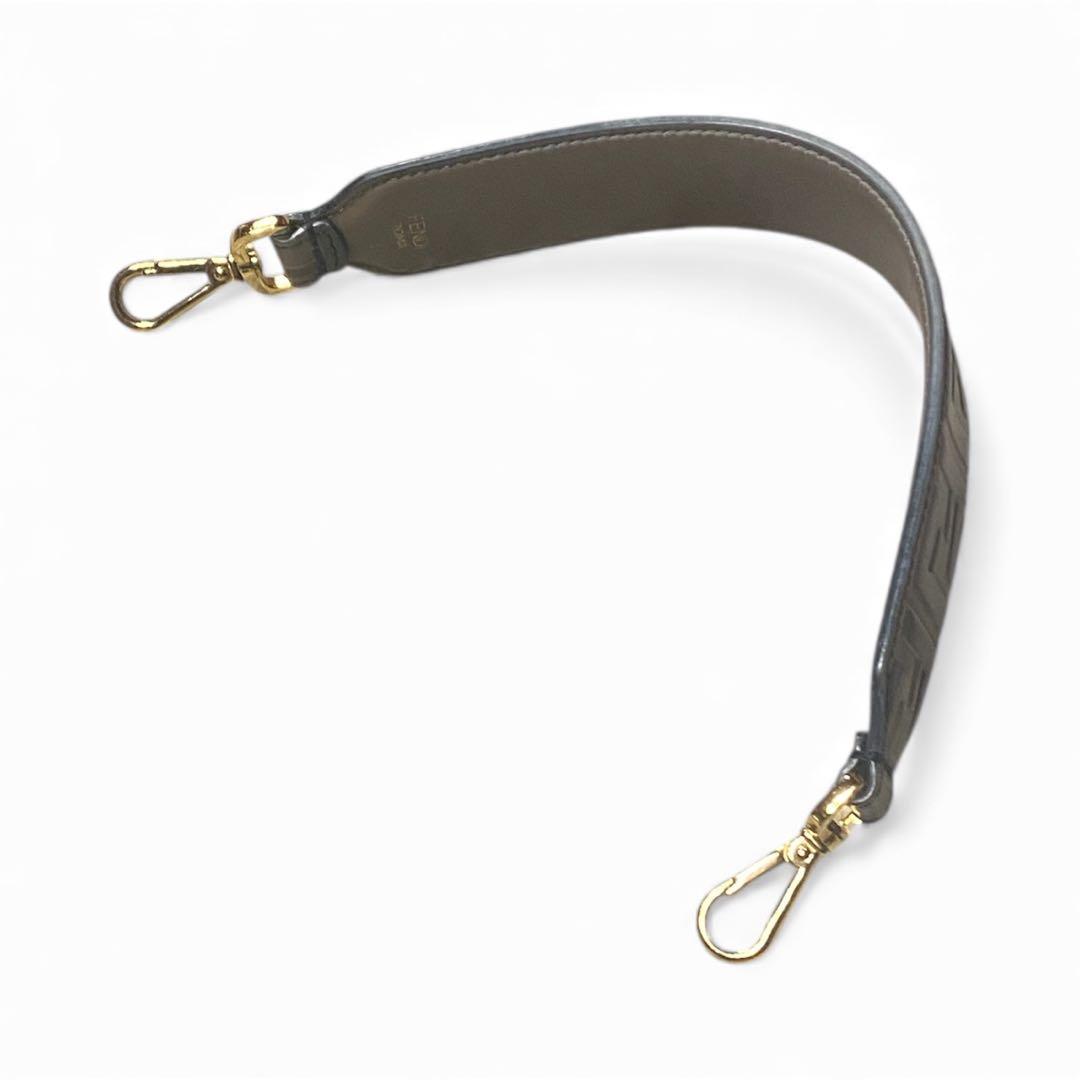 美品＊FENDI ストラップ・ユー・ミニ＊FFロゴ Zucca レザー 茶x黒