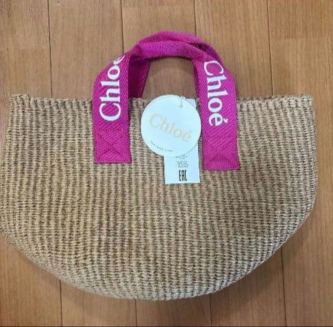 新品Chloé x Mifuko かごバッグ C20045 ベージュ/ピンク