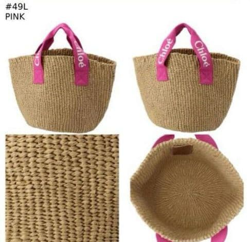 新品Chloé x Mifuko かごバッグ C20045 ベージュ/ピンク