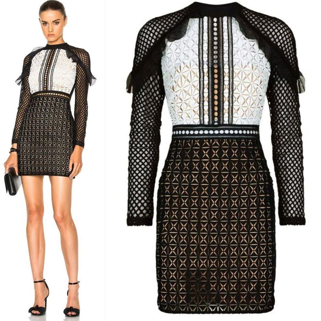 【新品未使用】セルフポートレイト ジオメトリック ミニドレス UK6