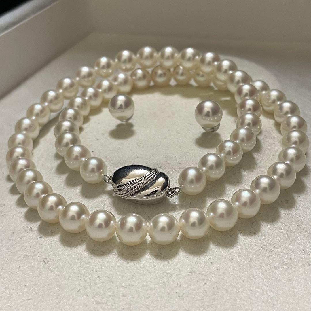 Mgnad 真珠✨Pt900】あこや本真珠 ネックレス ピアス 7.0