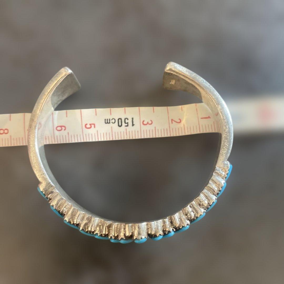 シルバー926ターコイズ フラワーモチーフ バングル インディアンジュエリー
