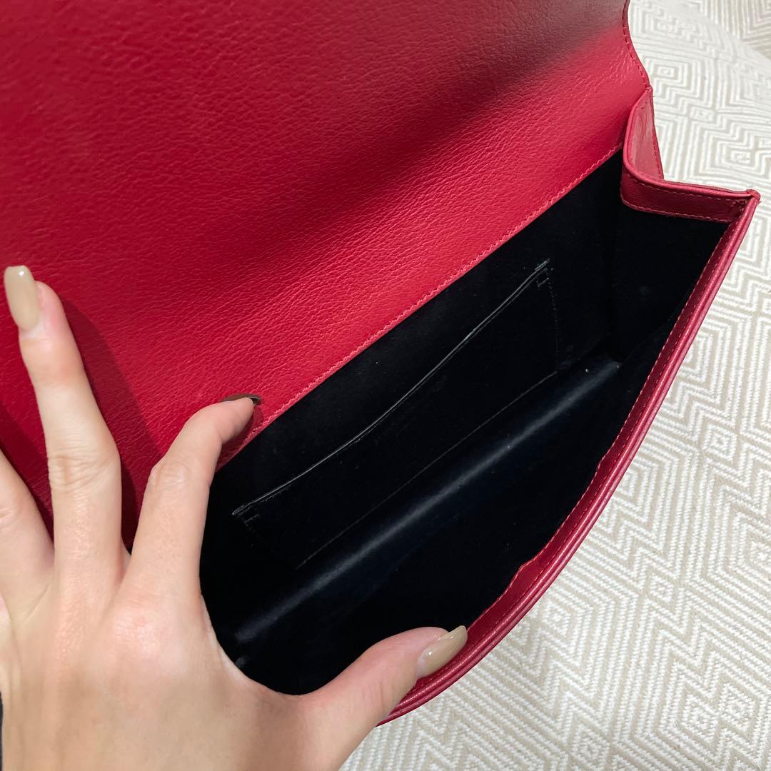 YSL レザー 赤 クラッチバッグ 保存袋付き