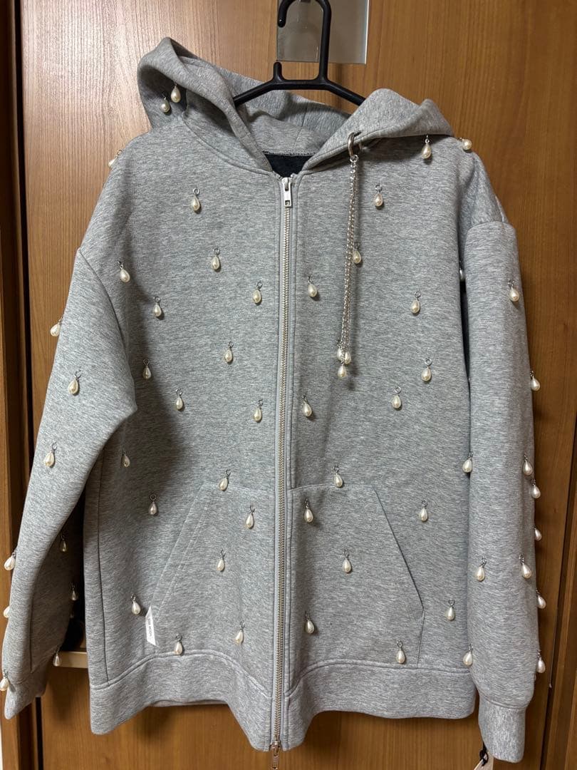 JOSE MOON パール装飾 ジップアップフーディー／スウェットパーカー