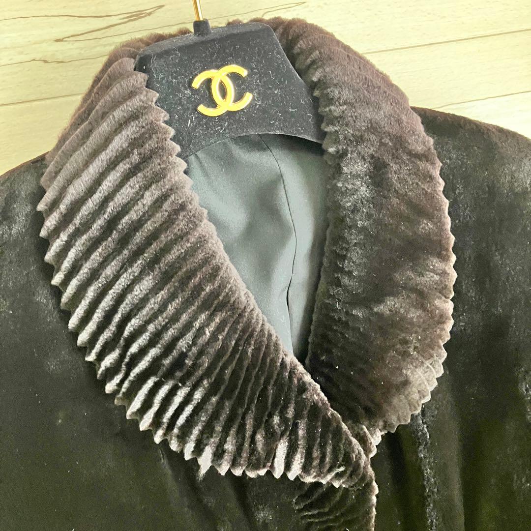 サガミンク　ミンクファーコート　ロング　銀サガ　デザイン襟　シルク