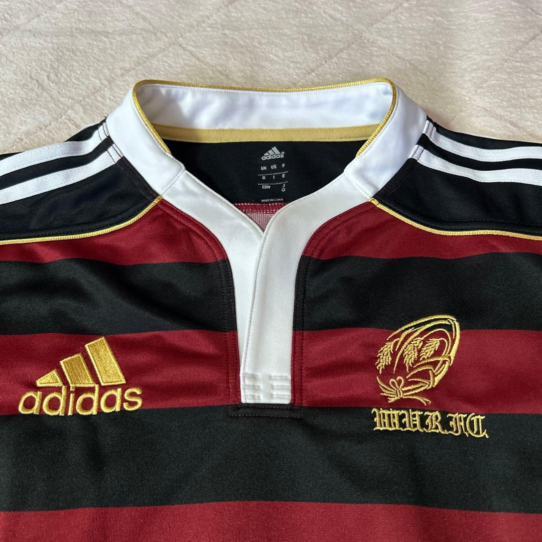 adidas ラガーシャツ 赤/黒 ストライプ