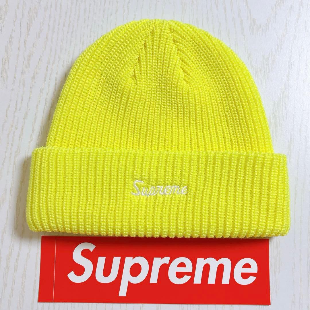 Supreme ニット帽　スクリプトロゴ　イエロー　黄色　野村周平着用モデル