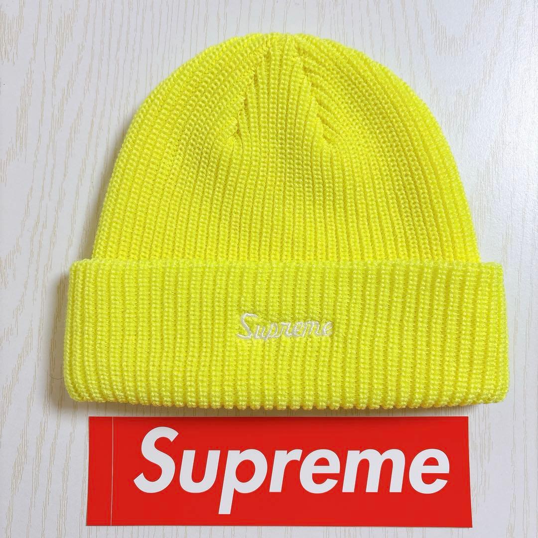 Supreme ニット帽　スクリプトロゴ　イエロー　黄色　野村周平着用モデル