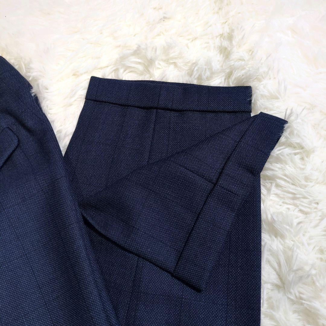 オリヒカ　スーツ　スリーピース　ベスト　チェック　ネイビー　AB6