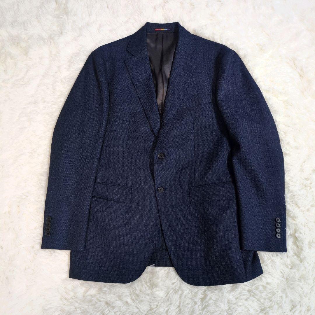 オリヒカ　スーツ　スリーピース　ベスト　チェック　ネイビー　AB6