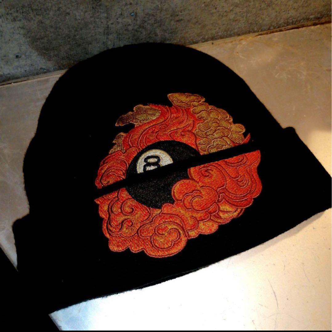 Supreme ニット帽 黒色 8ボールデザイン