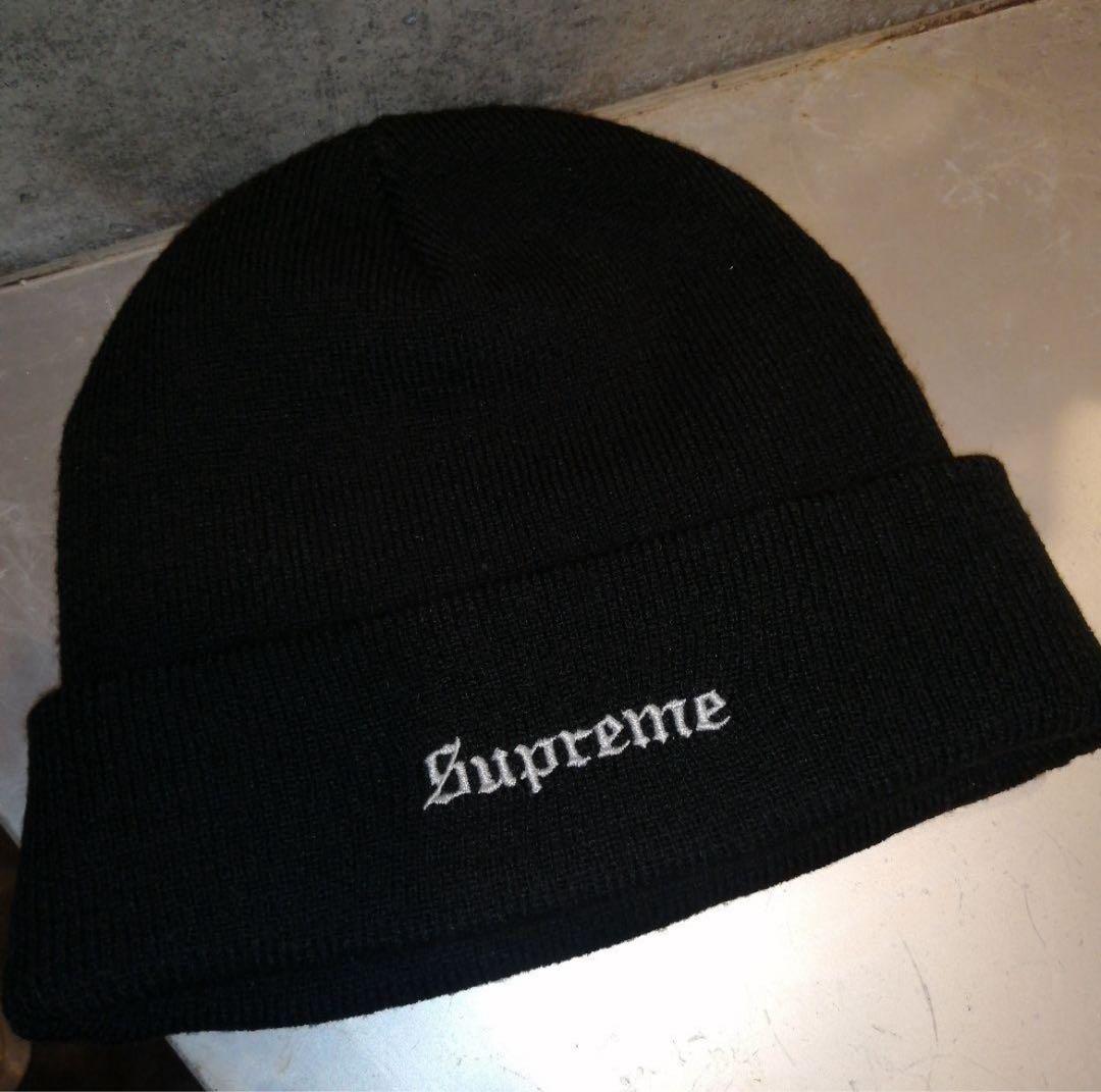 Supreme ニット帽 黒色 8ボールデザイン