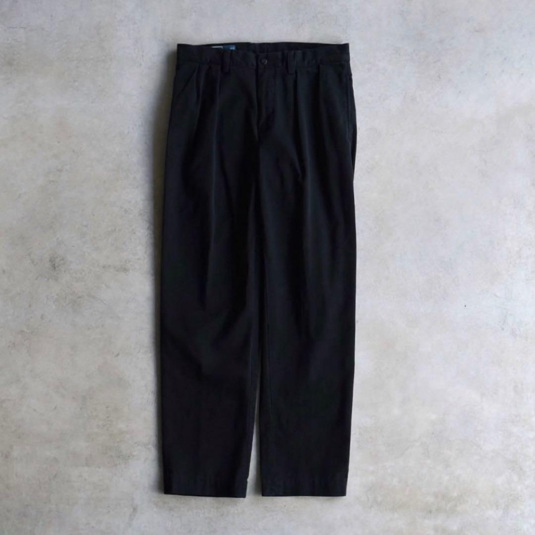 90s ラルフローレン ポロチノ ツータックチノ黒ブラック USA W32L30