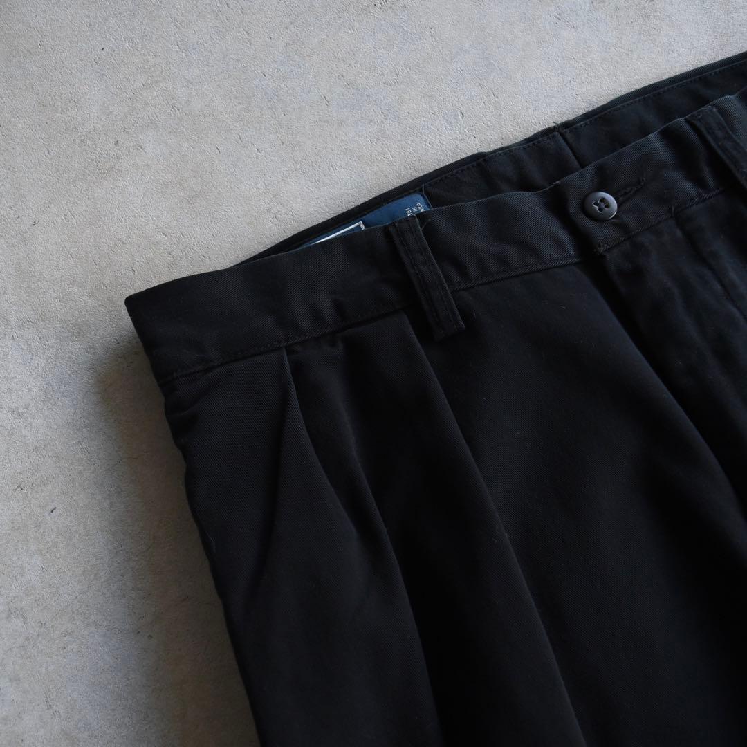 90s ラルフローレン ポロチノ ツータックチノ黒ブラック USA W32L30