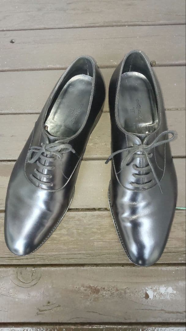 極美品ジョンロブ プレステージライン ガルニエ9E黒 プレーントゥ ホールカット