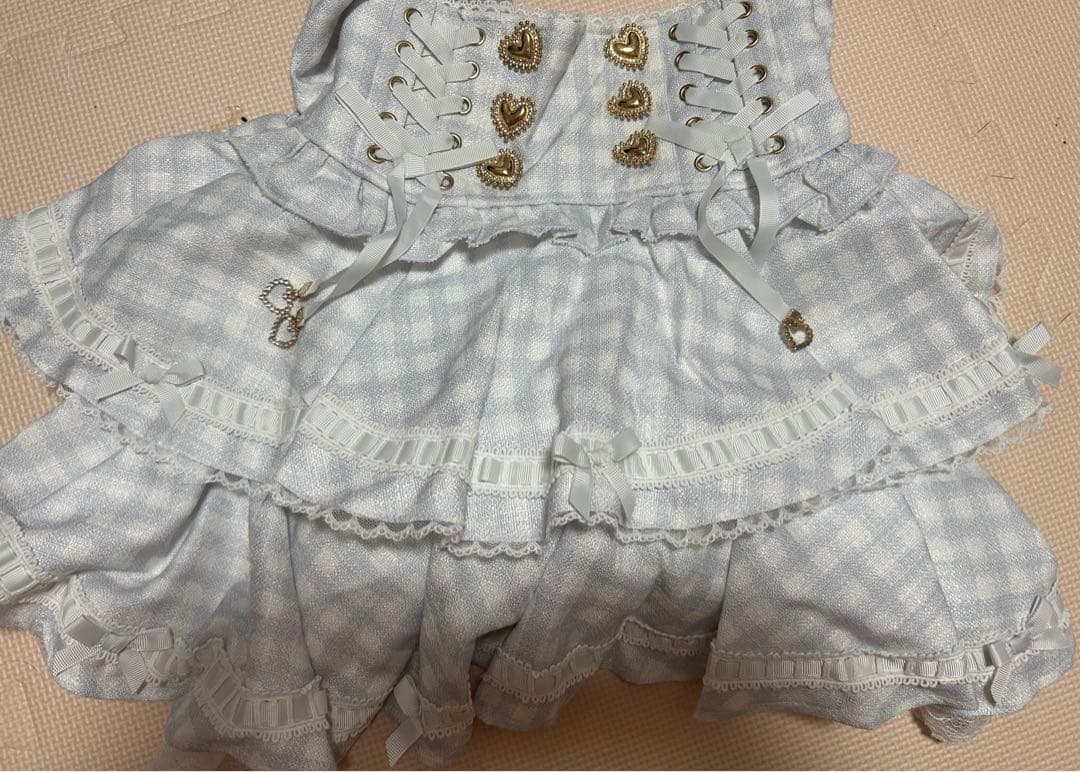 LIZ LISA 水色 はしごリボンギンガムティアードスカパン