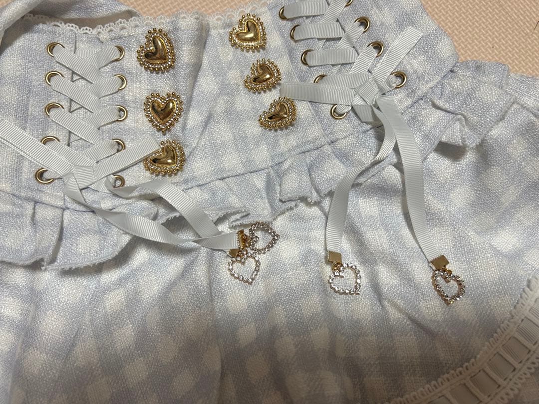 LIZ LISA 水色 はしごリボンギンガムティアードスカパン