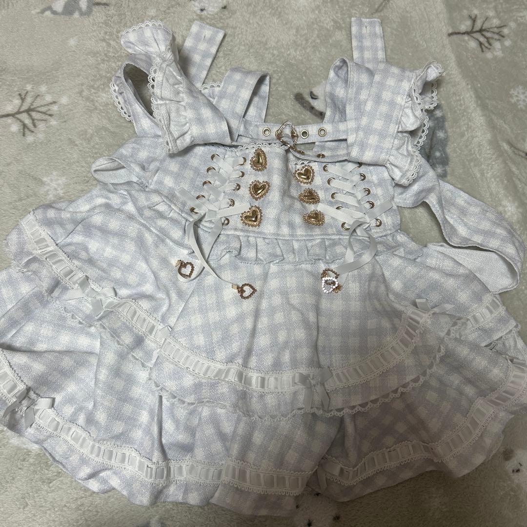 LIZ LISA 水色 はしごリボンギンガムティアードスカパン