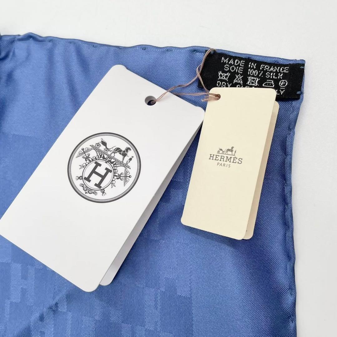 極美品　エルメス　カレ40 スカーフ　ハンカチ　グランH シルク　タグ付き