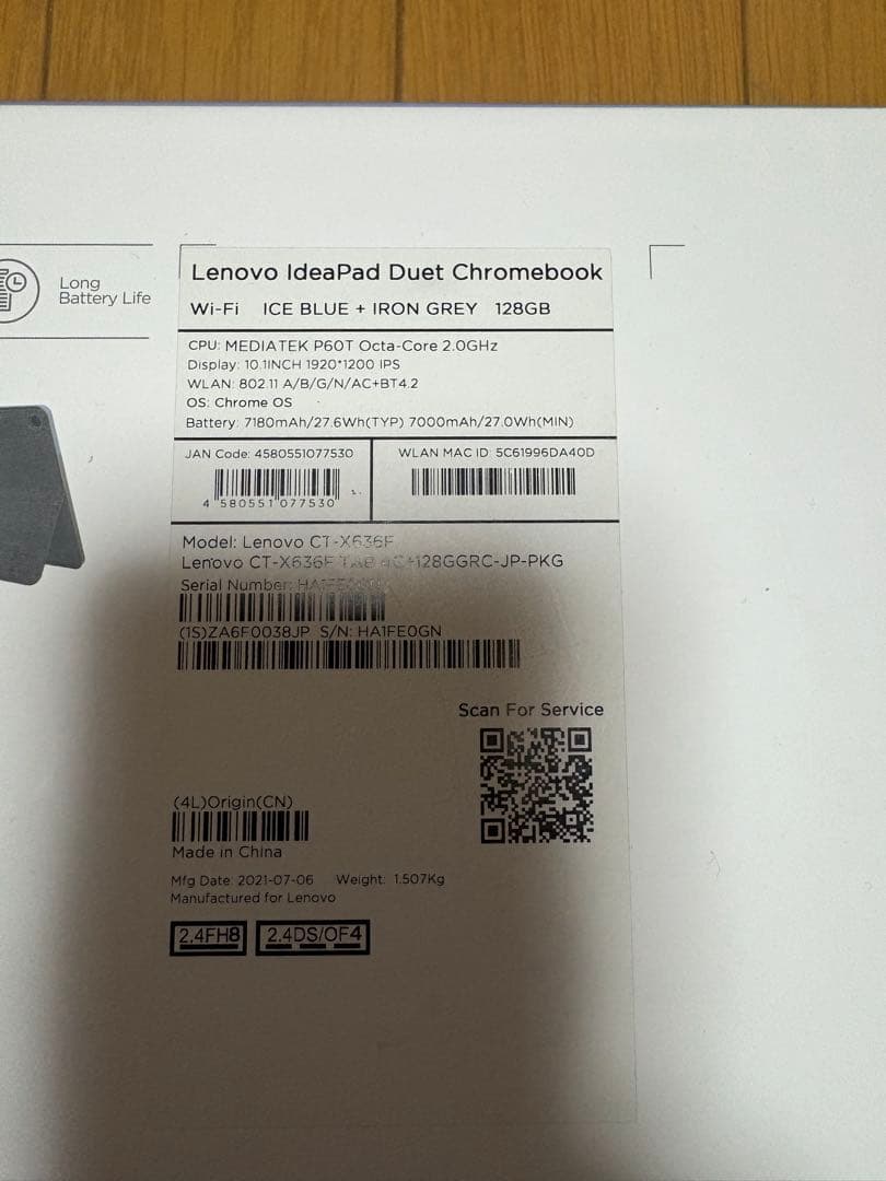 Chromebook本体 IdeaPad Duet Chromebook ZA6F0038JP