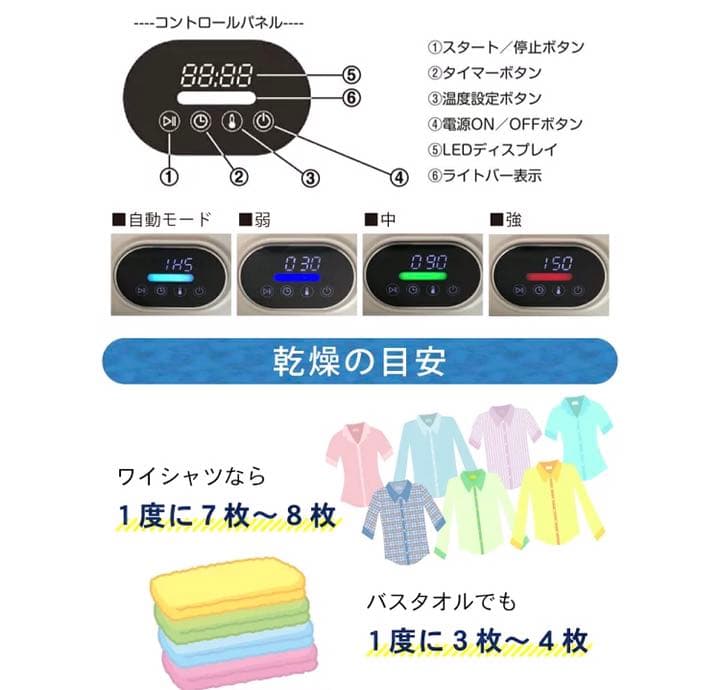 衣類乾燥機 小型  容量2.5kg