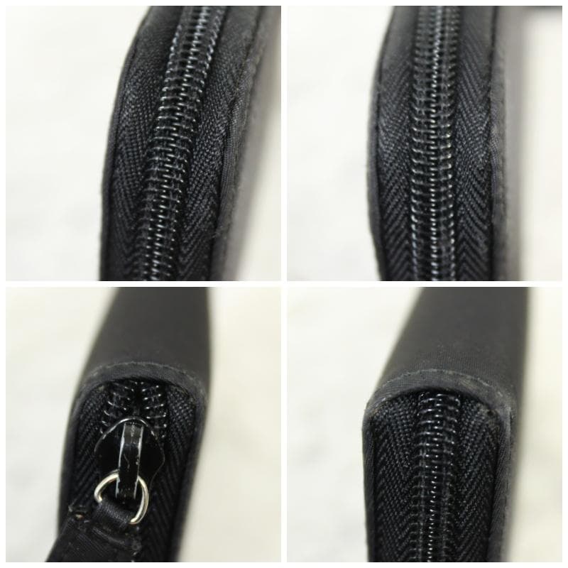 プラダ 長財布 ラウンドジップ 三角ロゴ ナイロン レザー ブラック PRADA