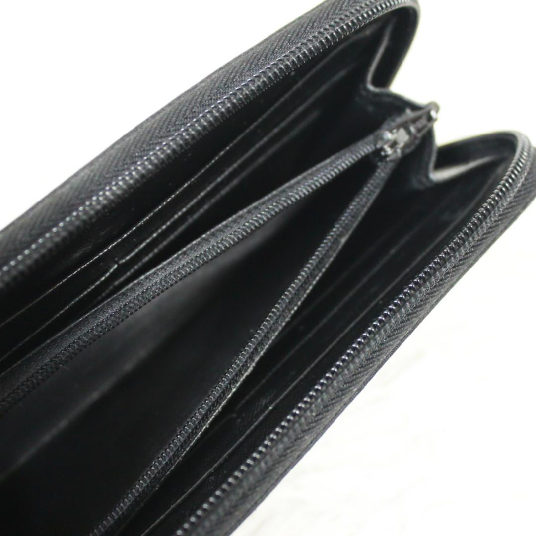 プラダ 長財布 ラウンドジップ 三角ロゴ ナイロン レザー ブラック PRADA