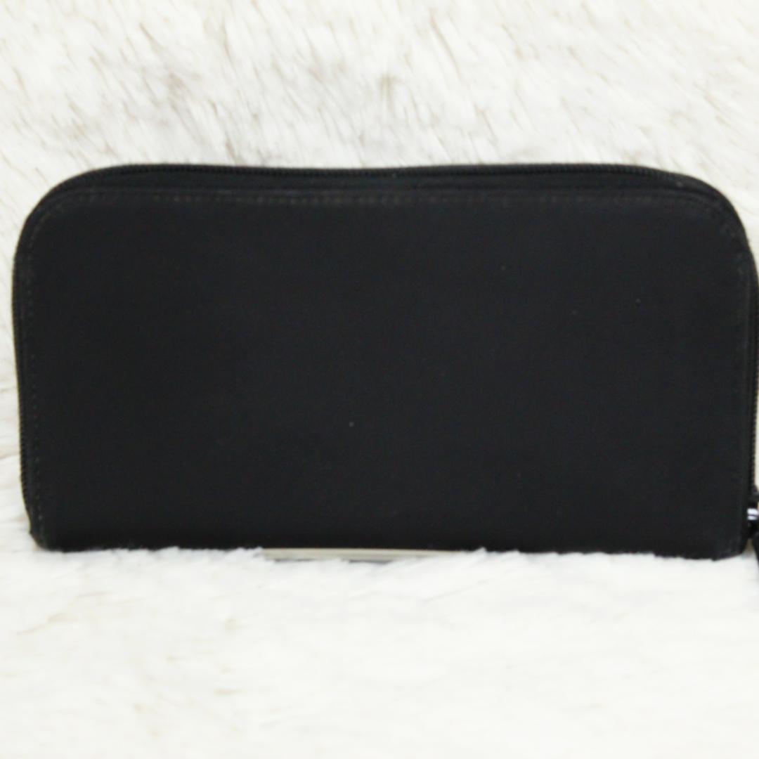 プラダ 長財布 ラウンドジップ 三角ロゴ ナイロン レザー ブラック PRADA