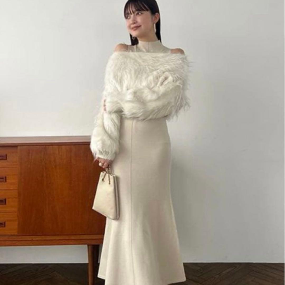 anuans オフショルレイヤードニットワンピース アイボリー Sサイズ