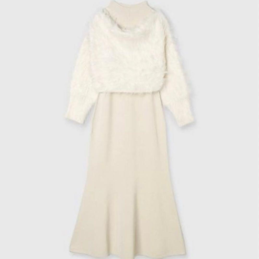 anuans オフショルレイヤードニットワンピース アイボリー Sサイズ