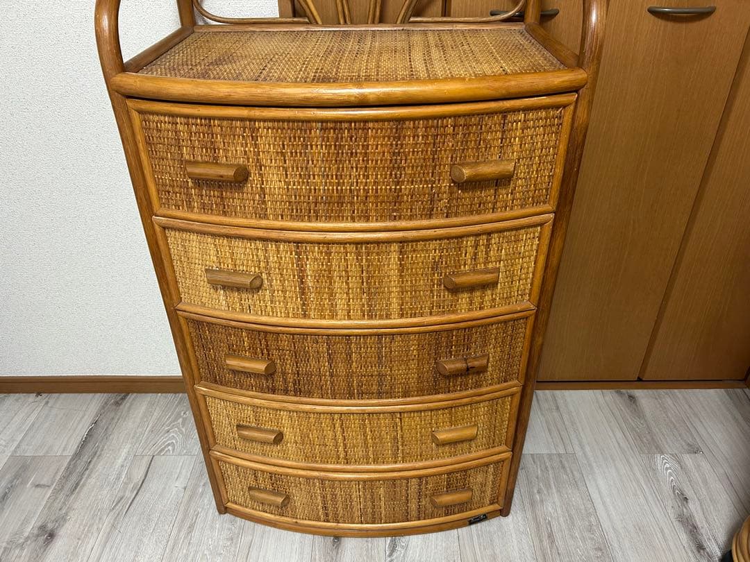 ラタン製　5段チェスト