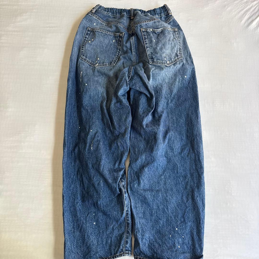DENIM & DUNGAREE ペイント加工 ワイドパンツ　160 02