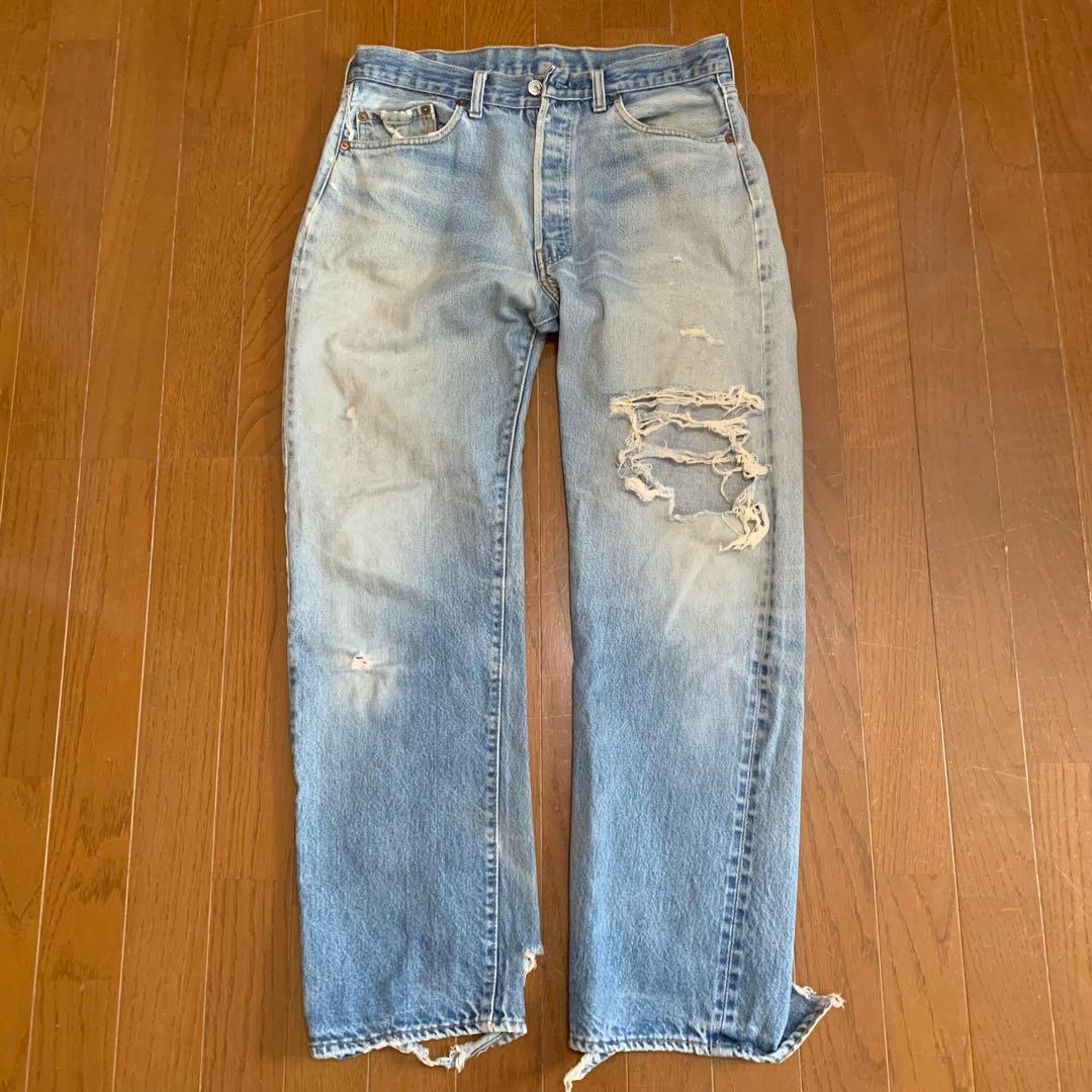 リーバイス 66後期 501 ボタン裏6 赤耳 ヴィンテージ デニム リペアなし