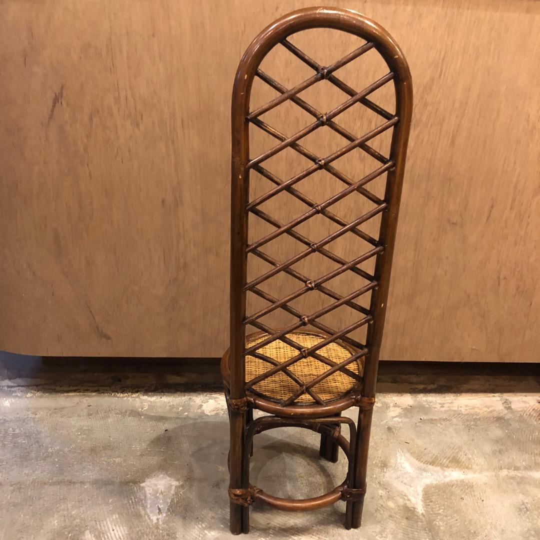 ラタン ハイバックスツール　ミニ椅子　インテリア用　ティスプレイ　花台