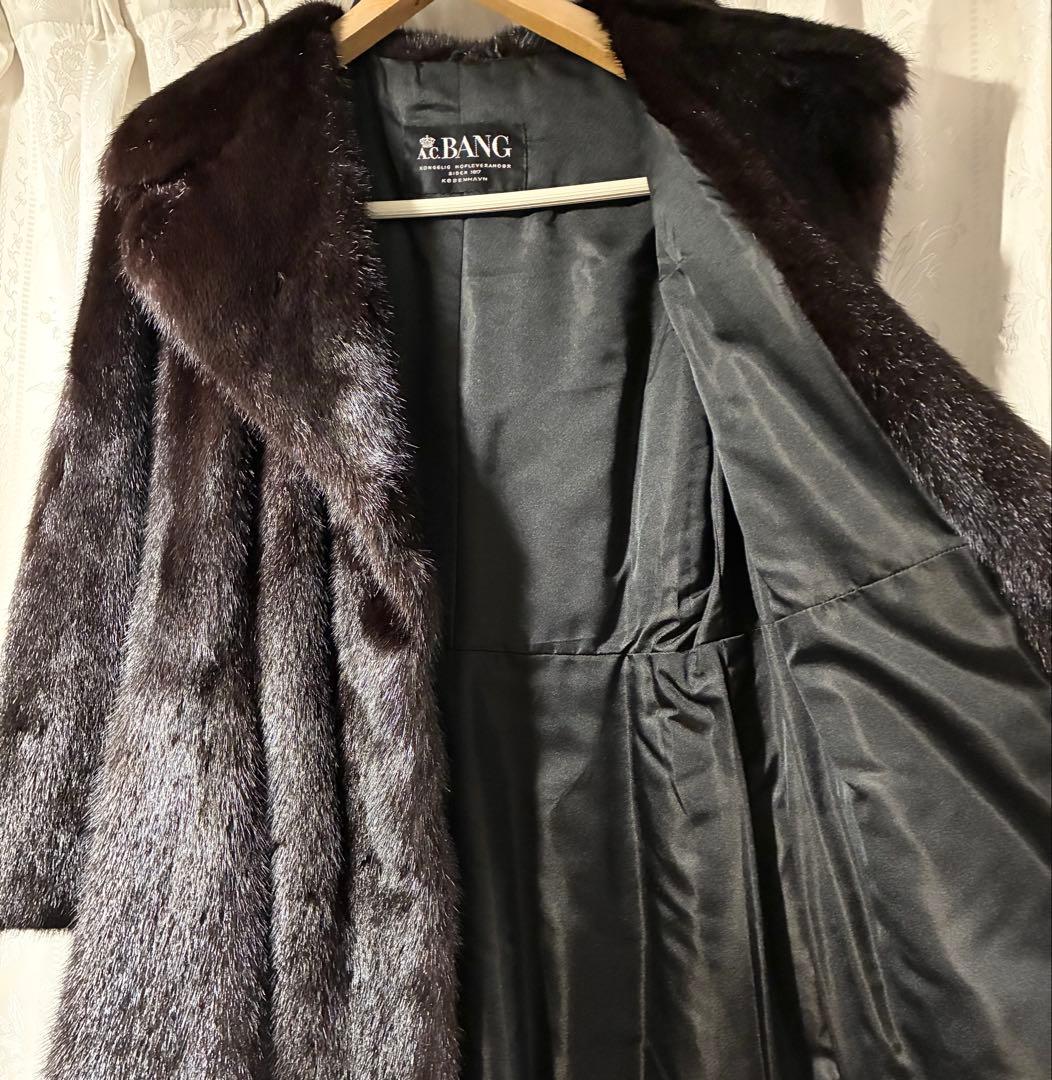 美品 A.C.BANG 毛皮コート ダークブラウン ファーロングコート 本毛皮