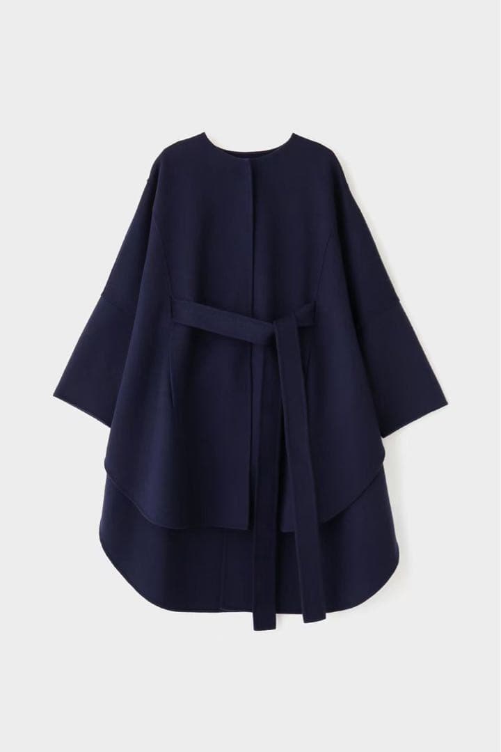 LE PHIL　ソフトウール　リバーポンチョ　ケープコート　ネイビーサイズ1