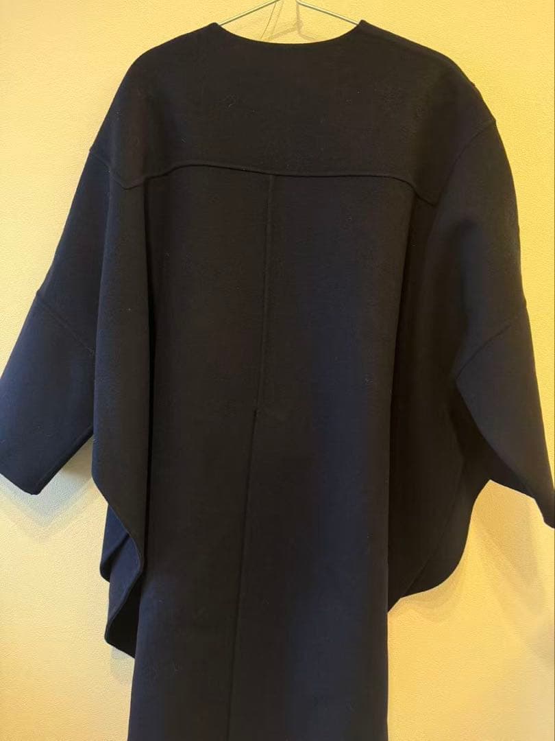 LE PHIL　ソフトウール　リバーポンチョ　ケープコート　ネイビーサイズ1