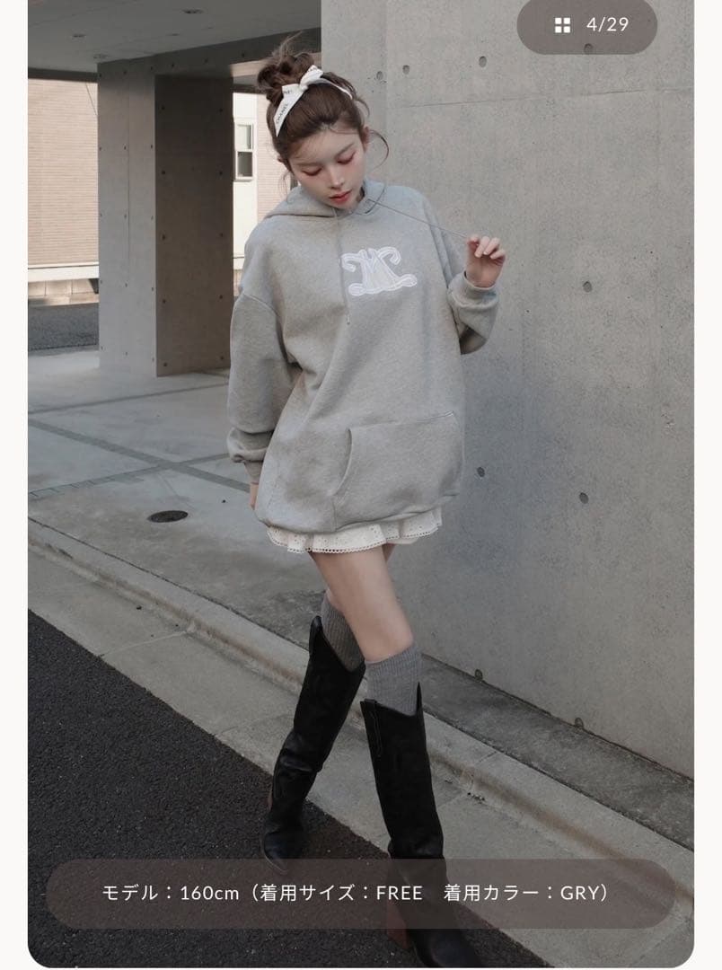 Darich ダーリッチ レースアップリケロゴフーディ