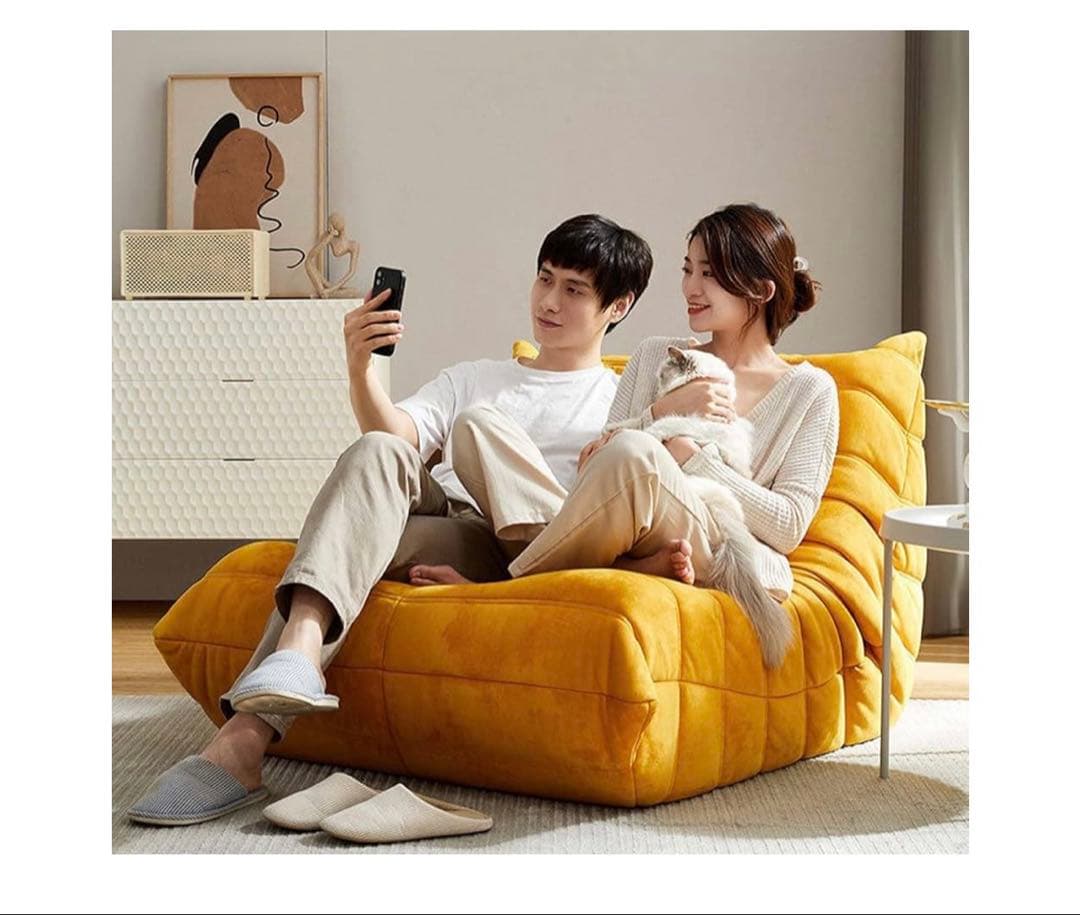 クッションソファ レイジーソファチェアホワイト 70x93x95cm