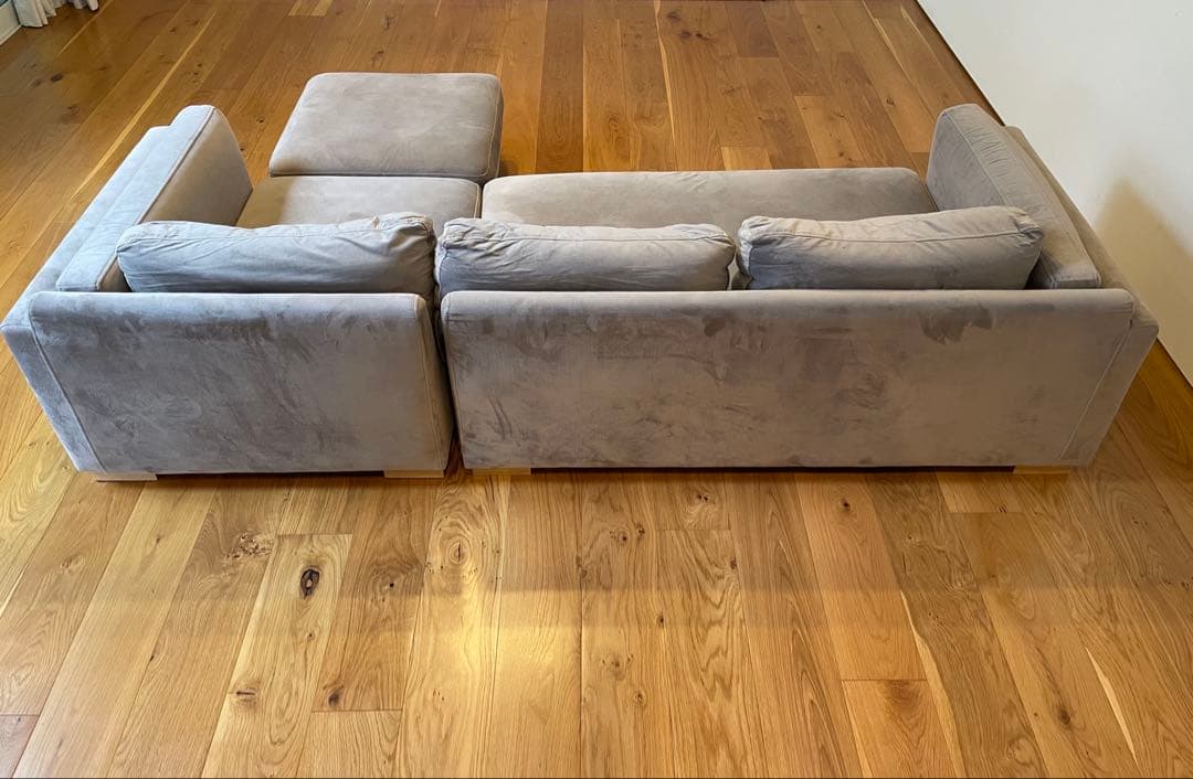 【LOWYA】カウチソファ ベルベット調 TS2TB