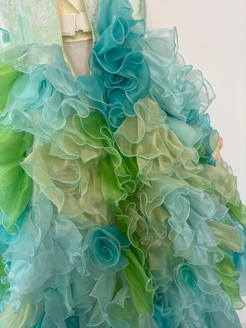 130 ドレス　キッズ　子供　アイクリア　グリーン　エメラルド　フォーマル