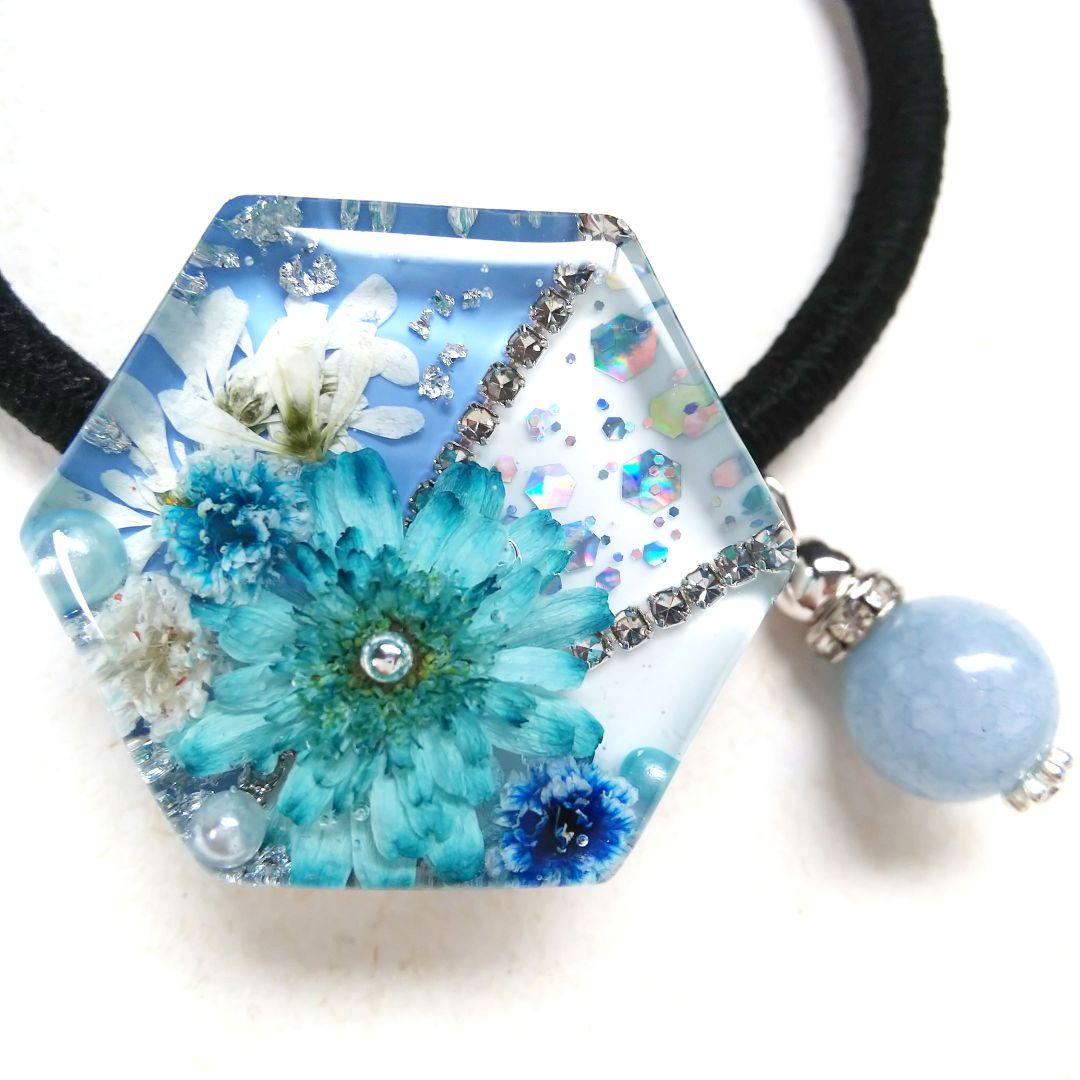 ヘアクリップ レジン 6.5cmオーバルマトリカリアとヒメウツギ プリンスカラー