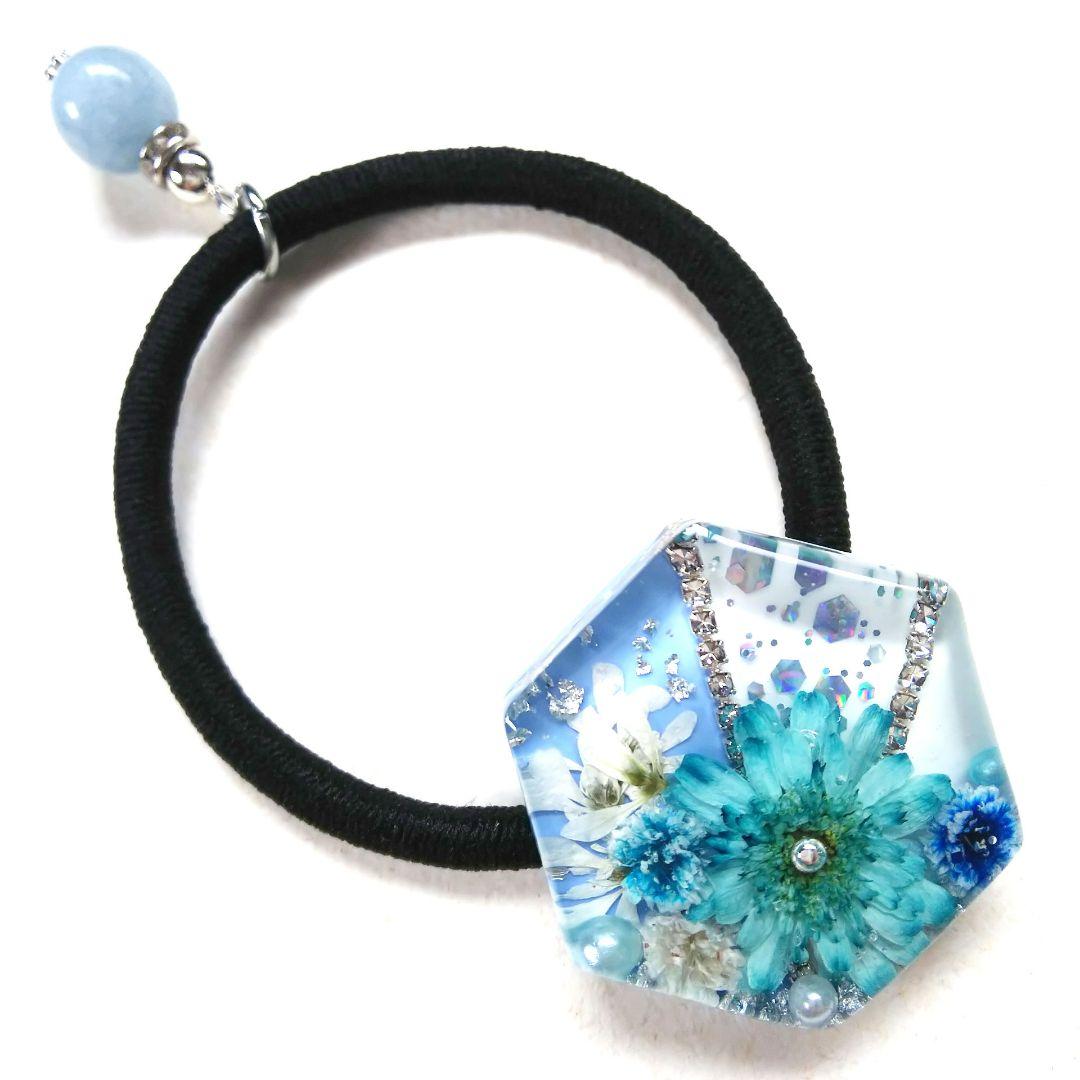 ヘアクリップ レジン 6.5cmオーバルマトリカリアとヒメウツギ プリンスカラー