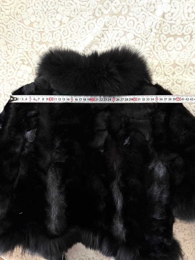 【新品未使用】ブラック ミンク×フォックス ファーショートケープ 短袖 本毛皮