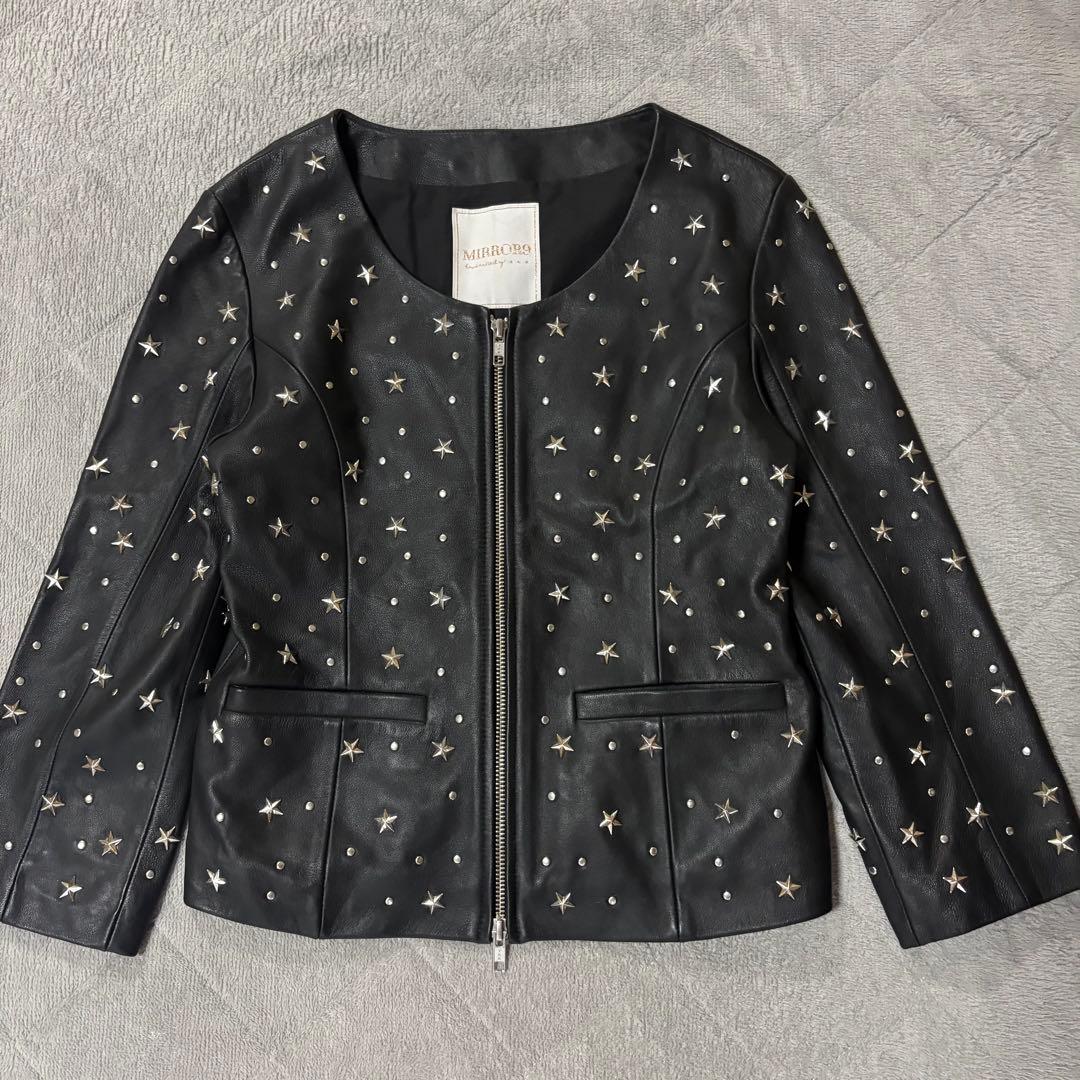 MIRROR9 ミラーナイン　羊革　スタッズ　シングル　ライダースジャケット　黒