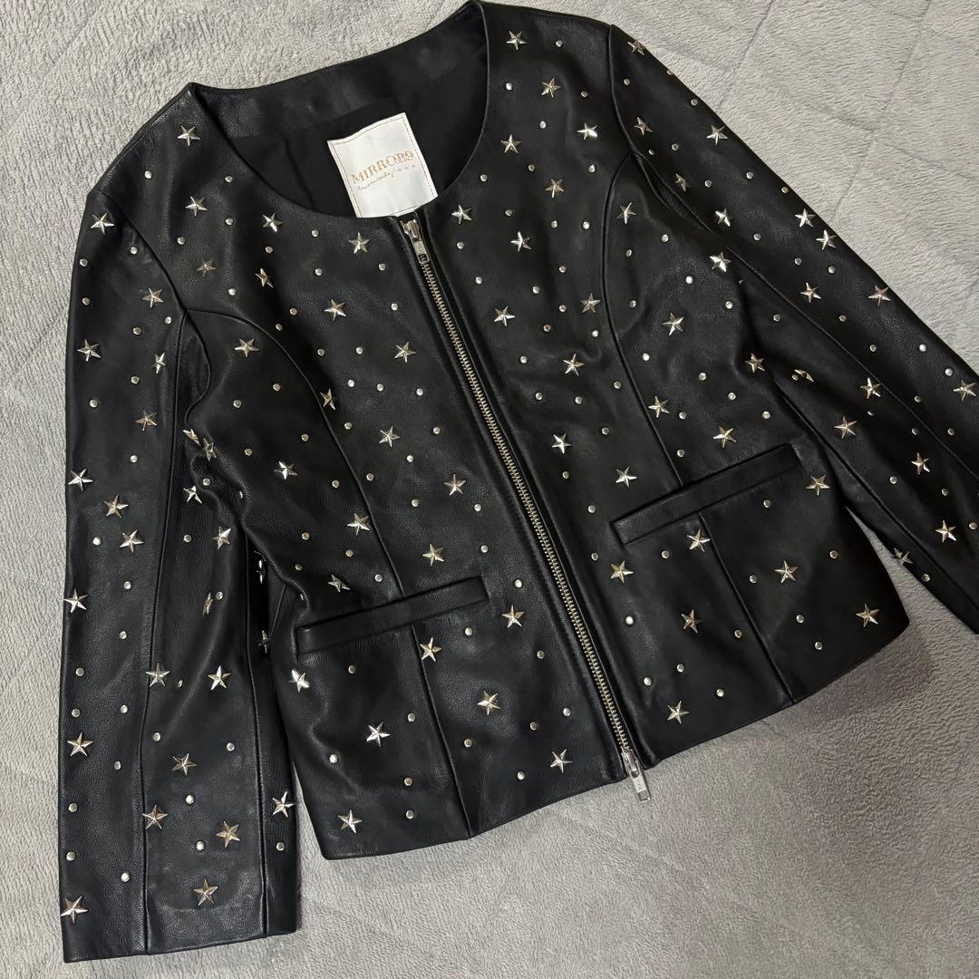 MIRROR9 ミラーナイン　羊革　スタッズ　シングル　ライダースジャケット　黒