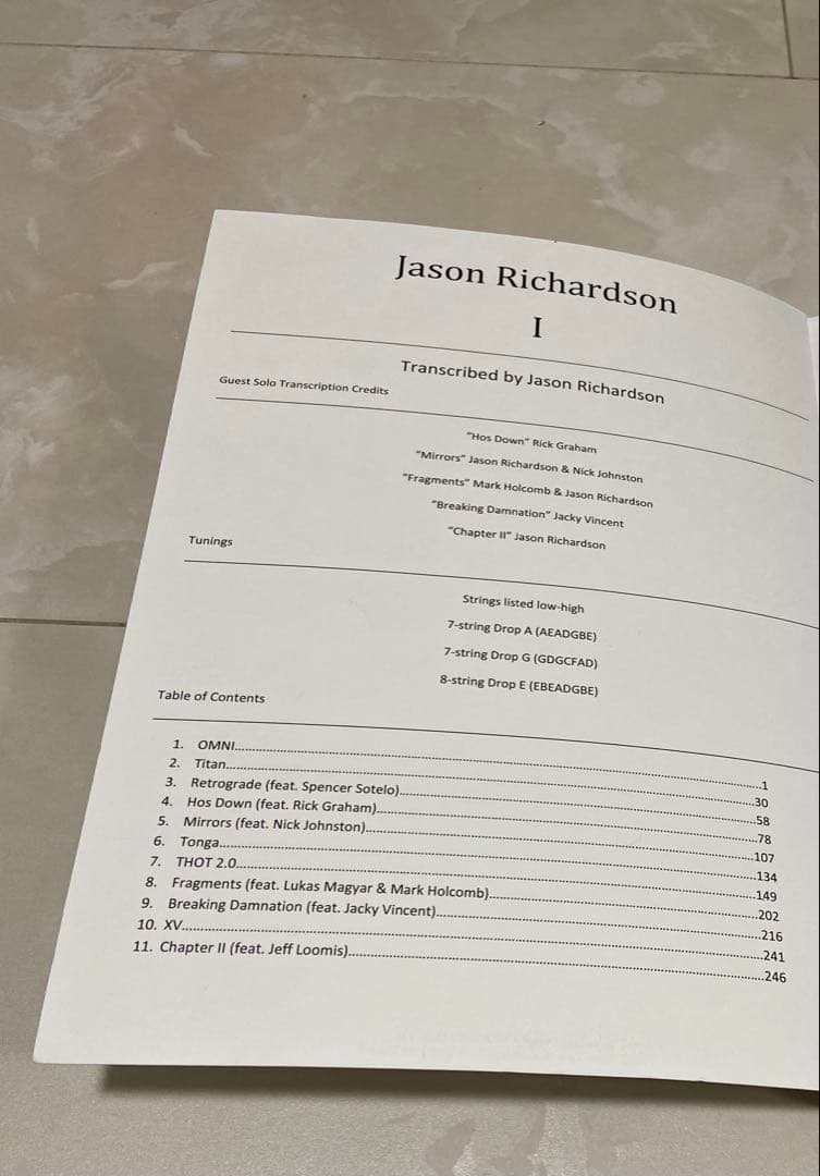 JASON RICHARDSON ギター譜 完全版　スコア