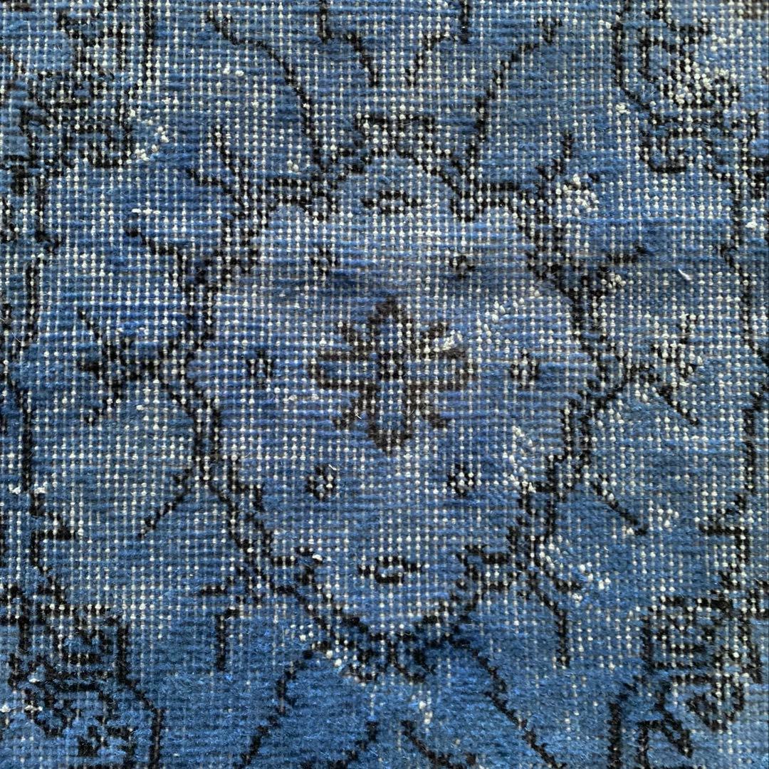 くすみスカイブルー　ヴィンテージラグ　オーバーダイ　トルコラグ