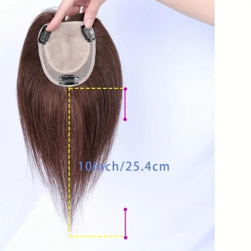 総手植え★人毛100％余裕の長さ25.4cm~30cm黒髪ヘアピース★自然な地肌