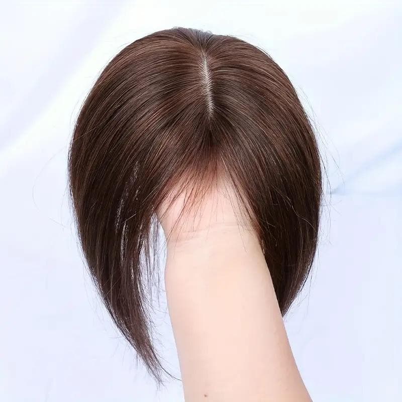 総手植え★人毛100％余裕の長さ25.4cm~30cm黒髪ヘアピース★自然な地肌